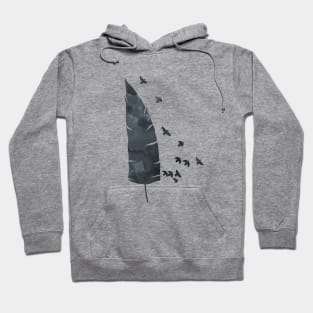 Black Feather And Birds Hoodie